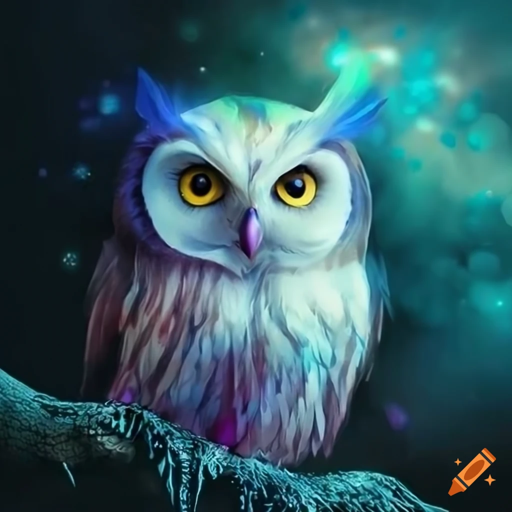 Anime style depiction of a galapagos owl bird on Craiyon