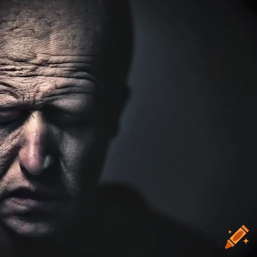 Black and white photo of a person in tears on Craiyon