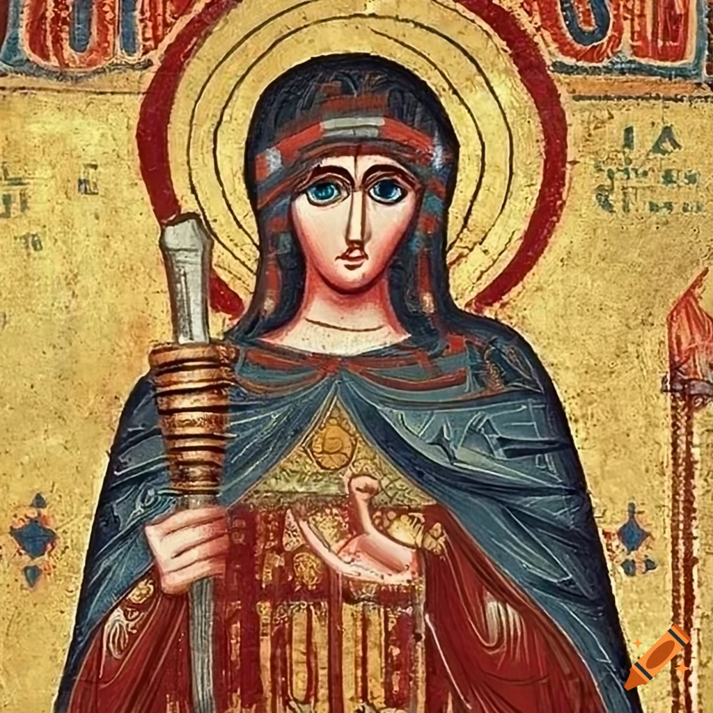 Byzantine depiction of santa lucia holding a torch