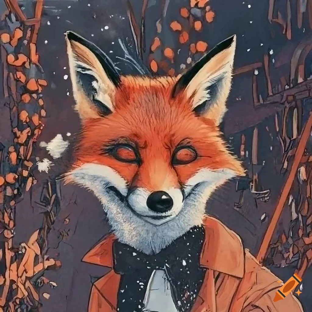 villainess fox in a vineyard from a graphic novel