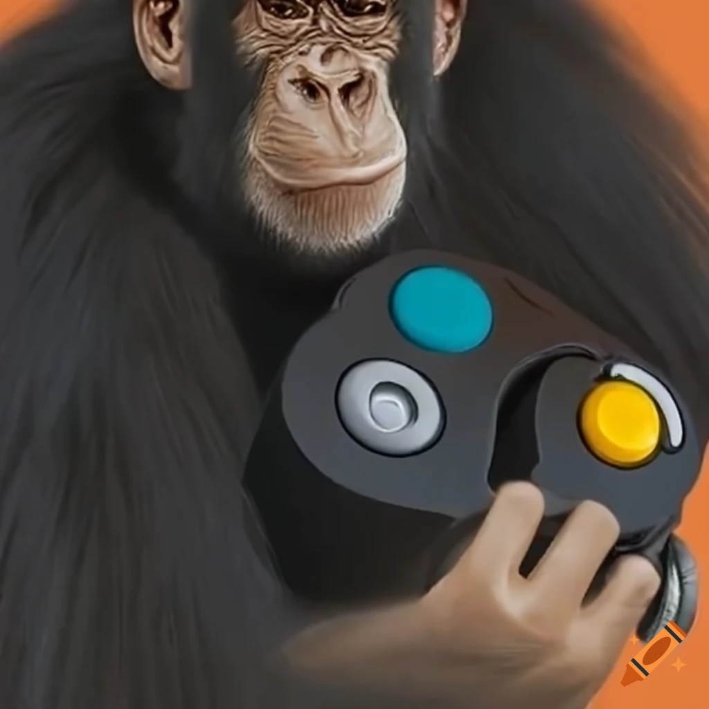 chimpanzee playing Nintendo GameCube