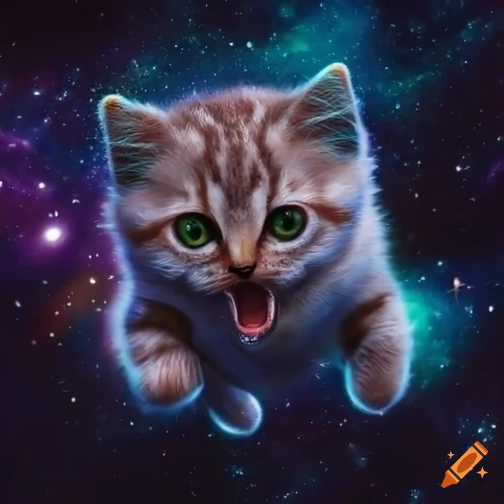  Cosmic Kittens Floating Outer Space by Vincent Hie