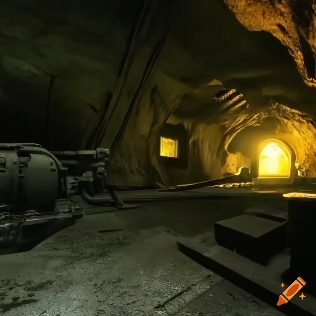 image of old industrial equipment in a mysterious cave