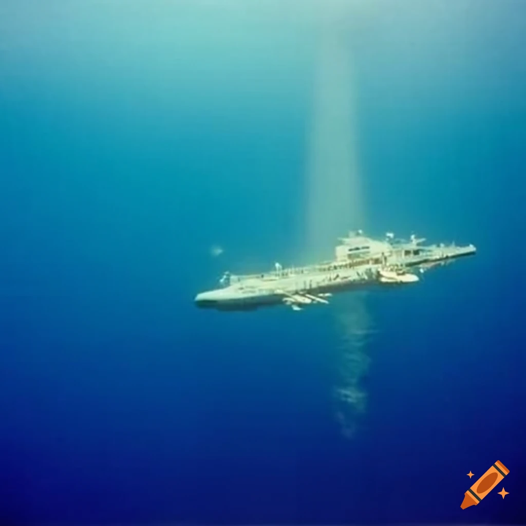 rare photograph of a spaceship emerging from the sea near Oahu