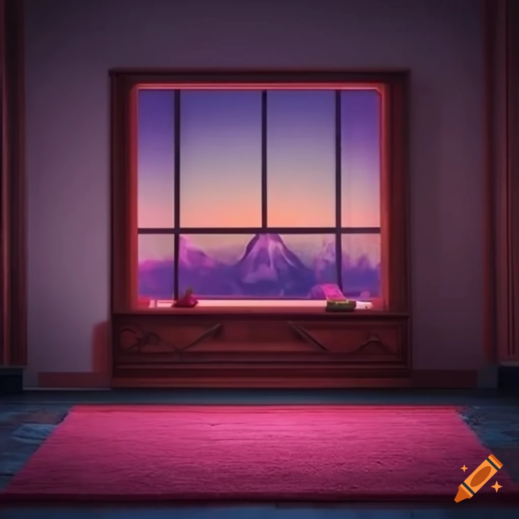 realistic lofi room with a stylish rug