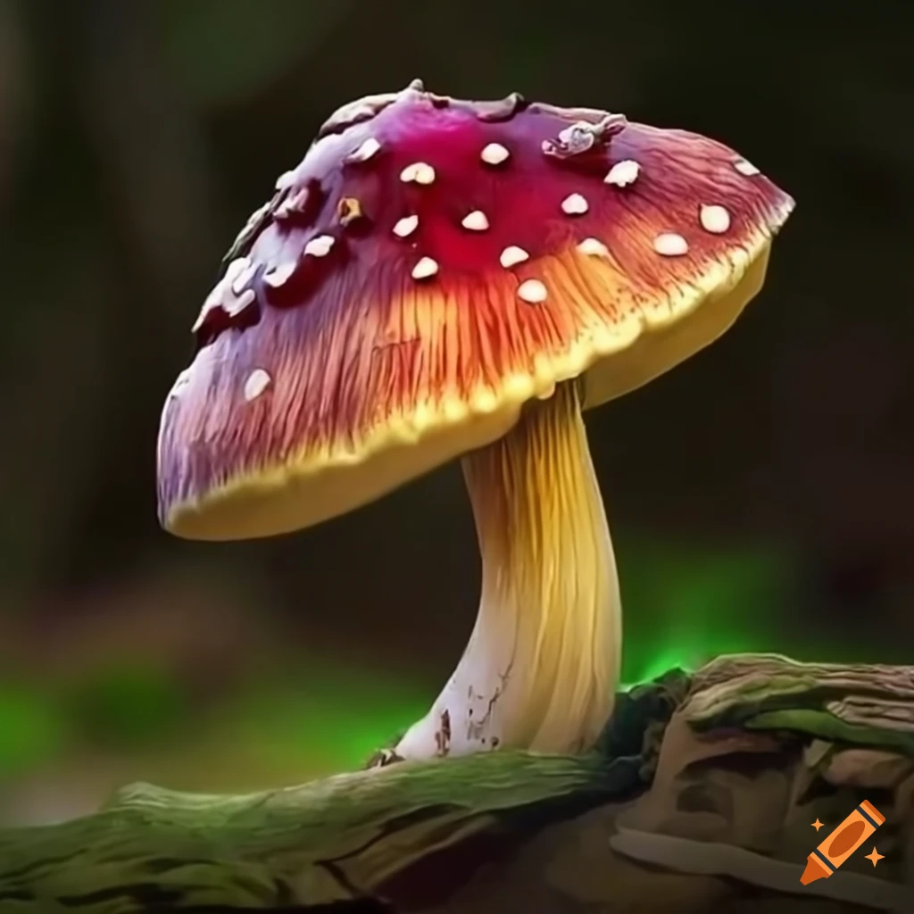 image of a fantasy wood with vibrant mushrooms