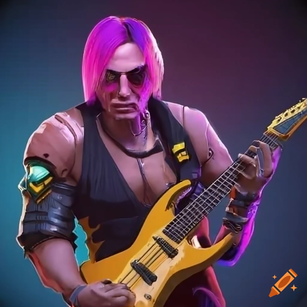 Richard benson as a cyberpunk 2077 character on Craiyon