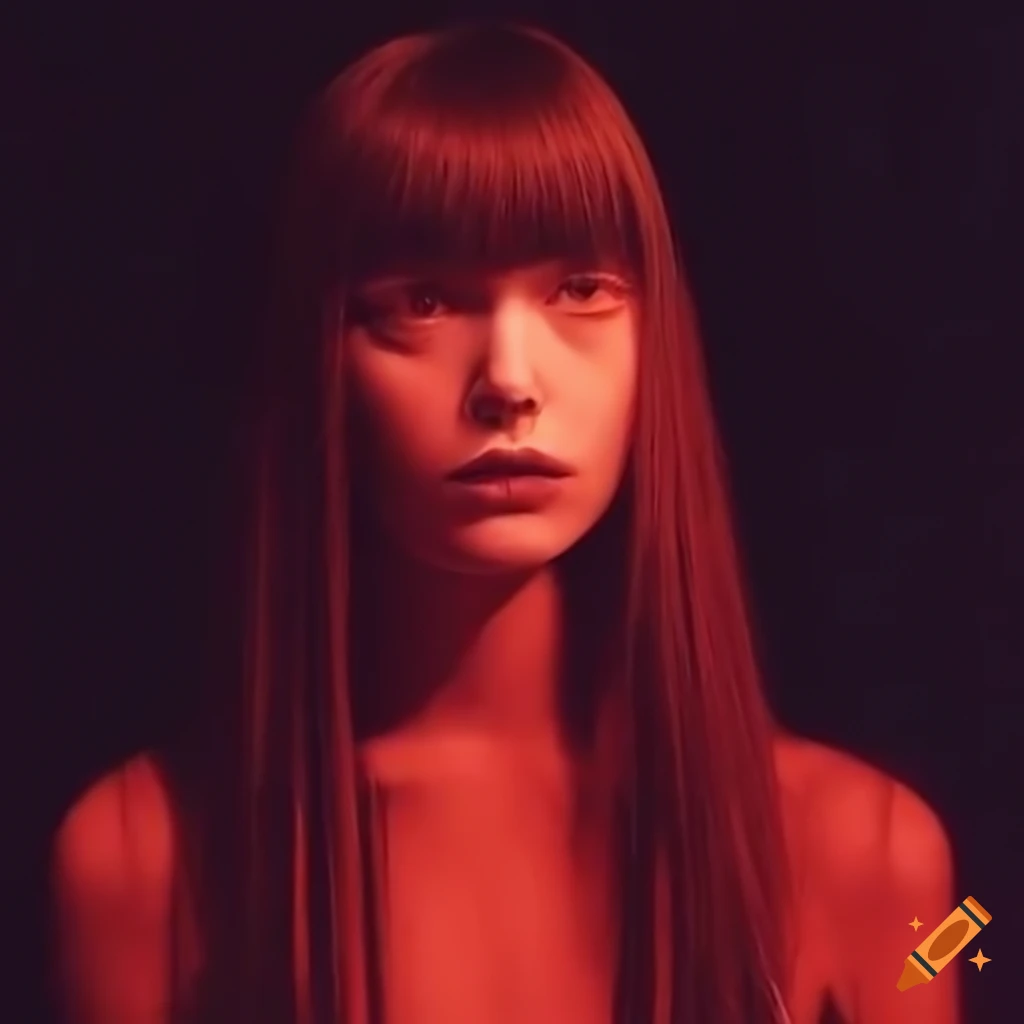 Mia Goth getting her bangs trimmed on a talk show