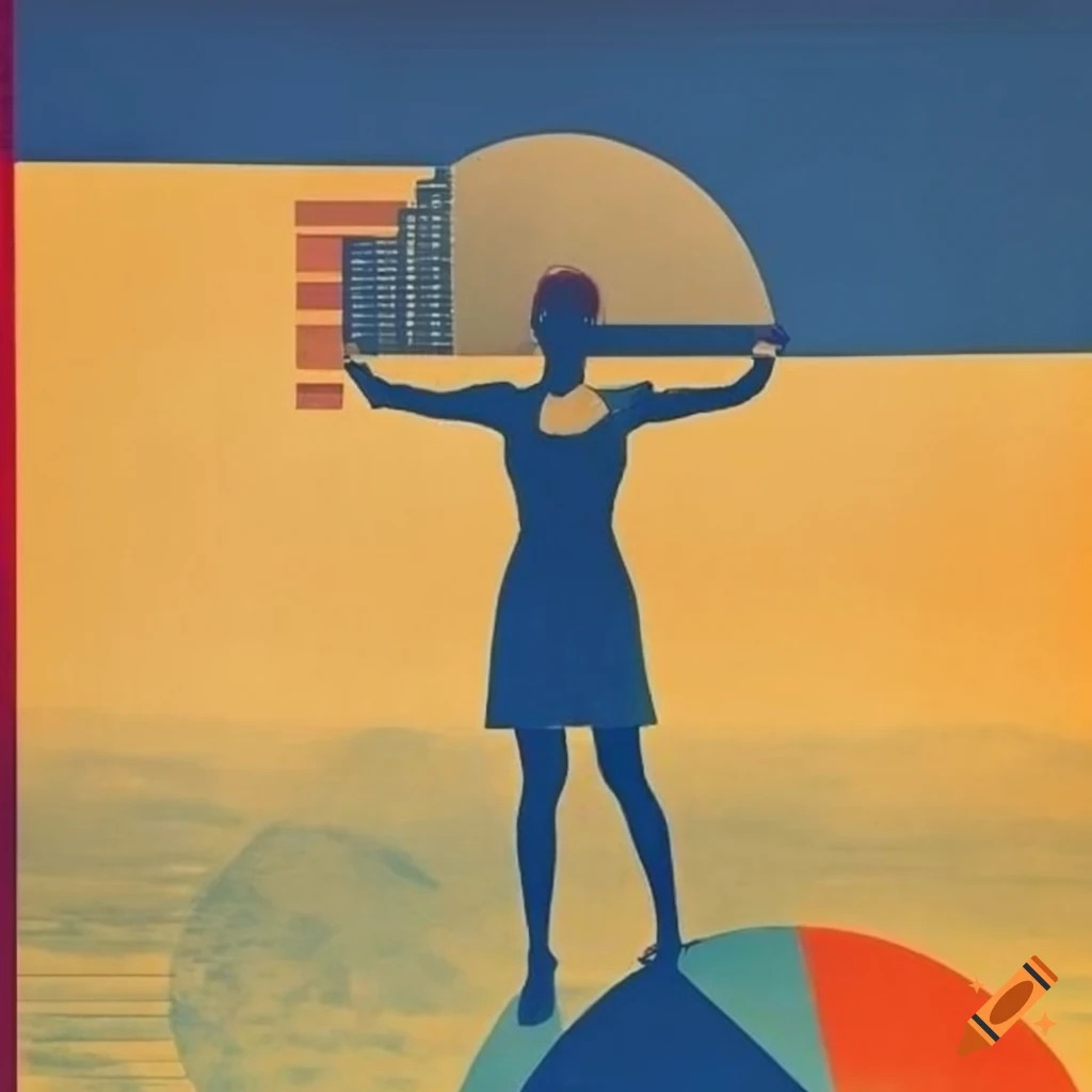 vintage travel poster of a young woman with Earth