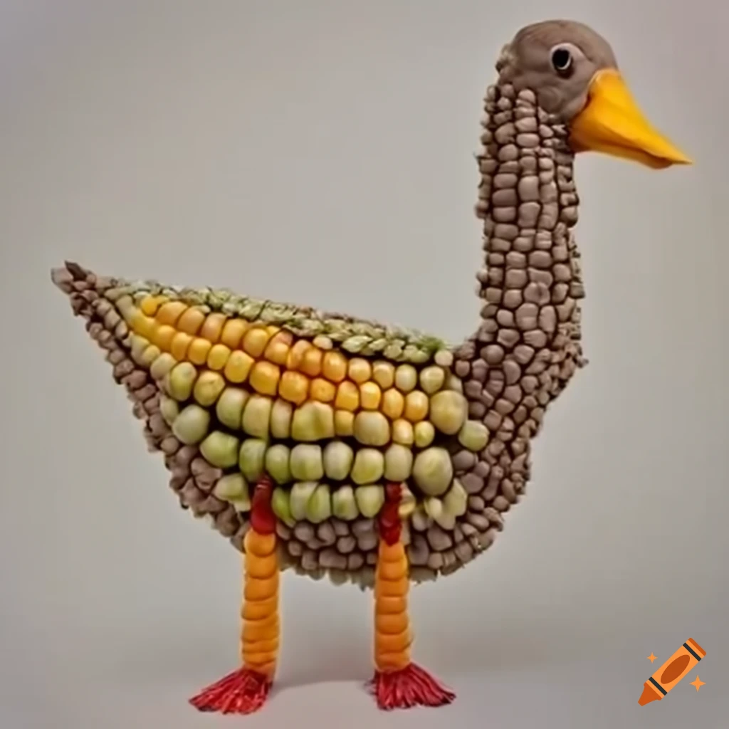 Sculpture of a corn goose on Craiyon