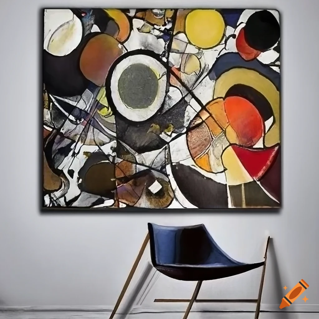Abstract painting with black, white, and one other color