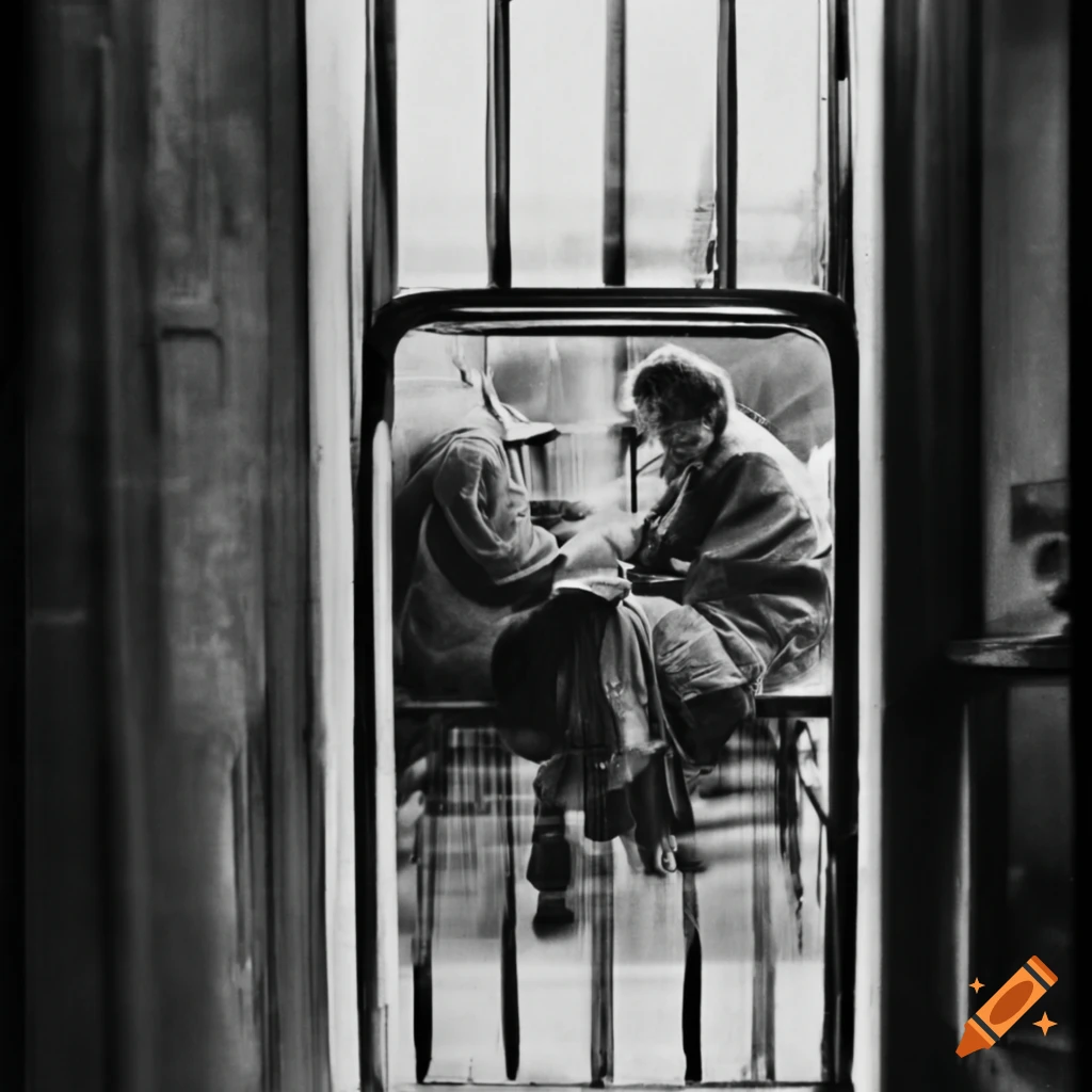 Dorothea Lange-inspired photograph of a busy subway window