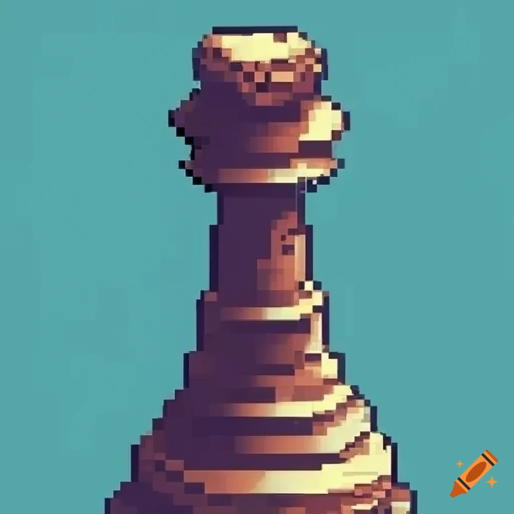 Pixel art of an egyptian camel chess piece on Craiyon