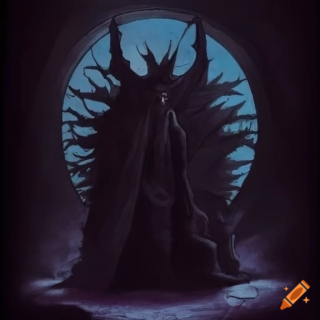 Dark fantasy book cover art with minimalist perspective on Craiyon