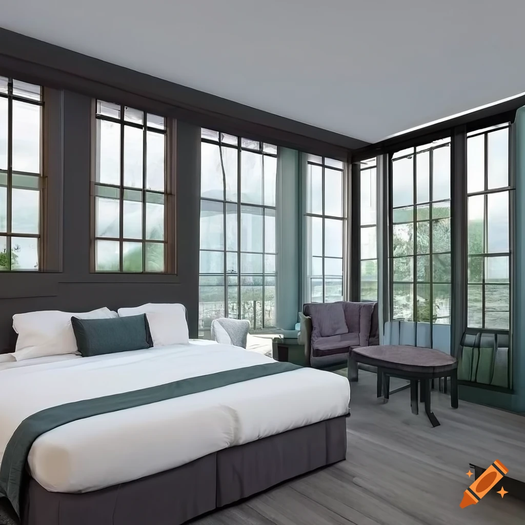 luxurious hotel room with garden view