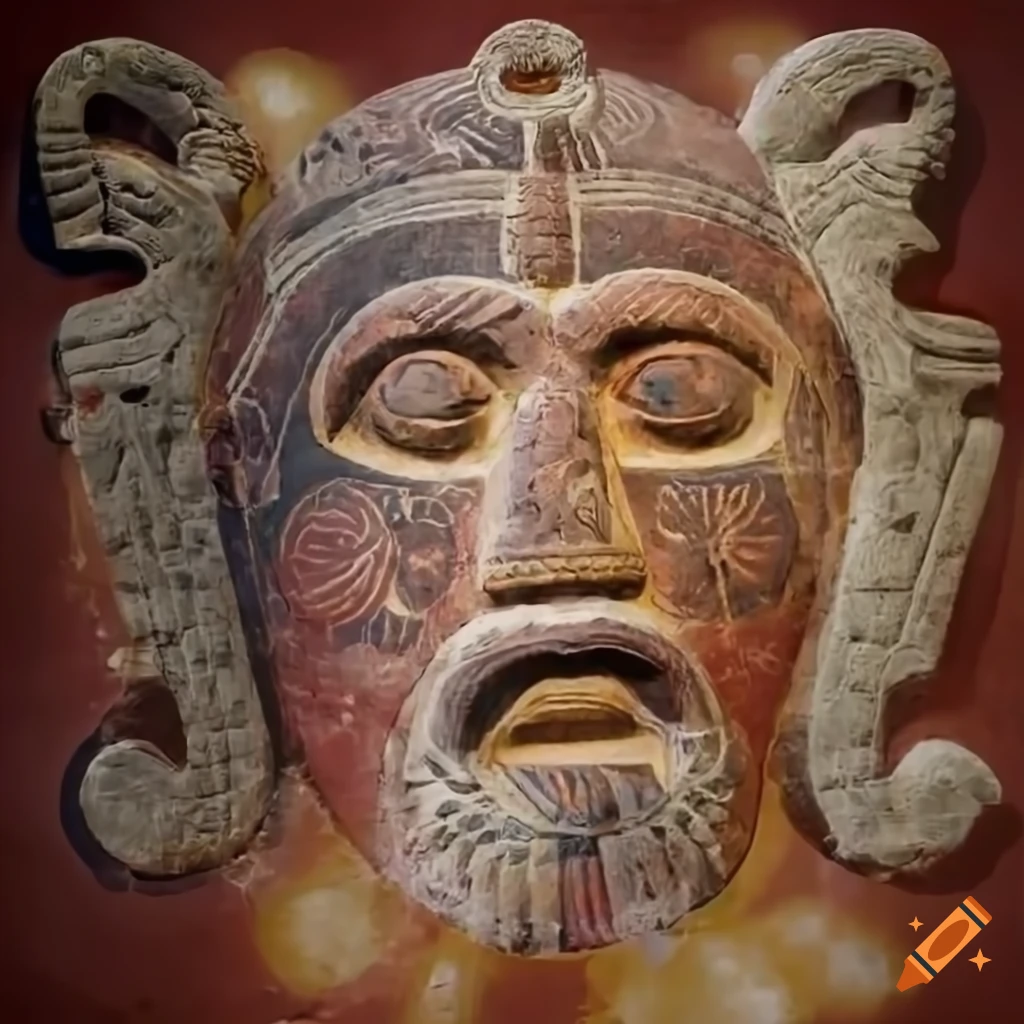 fresco painting of thunder god with sun on head