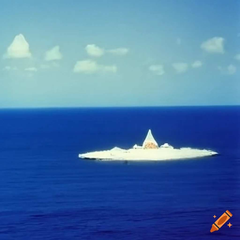 rare photograph of a spaceship emerging from the sea near Oahu