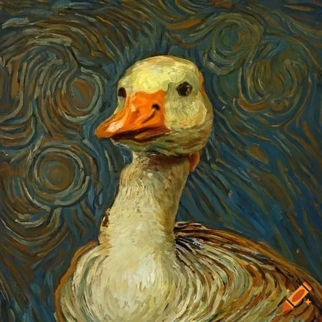 Portrait of a goose painted by van gogh on Craiyon