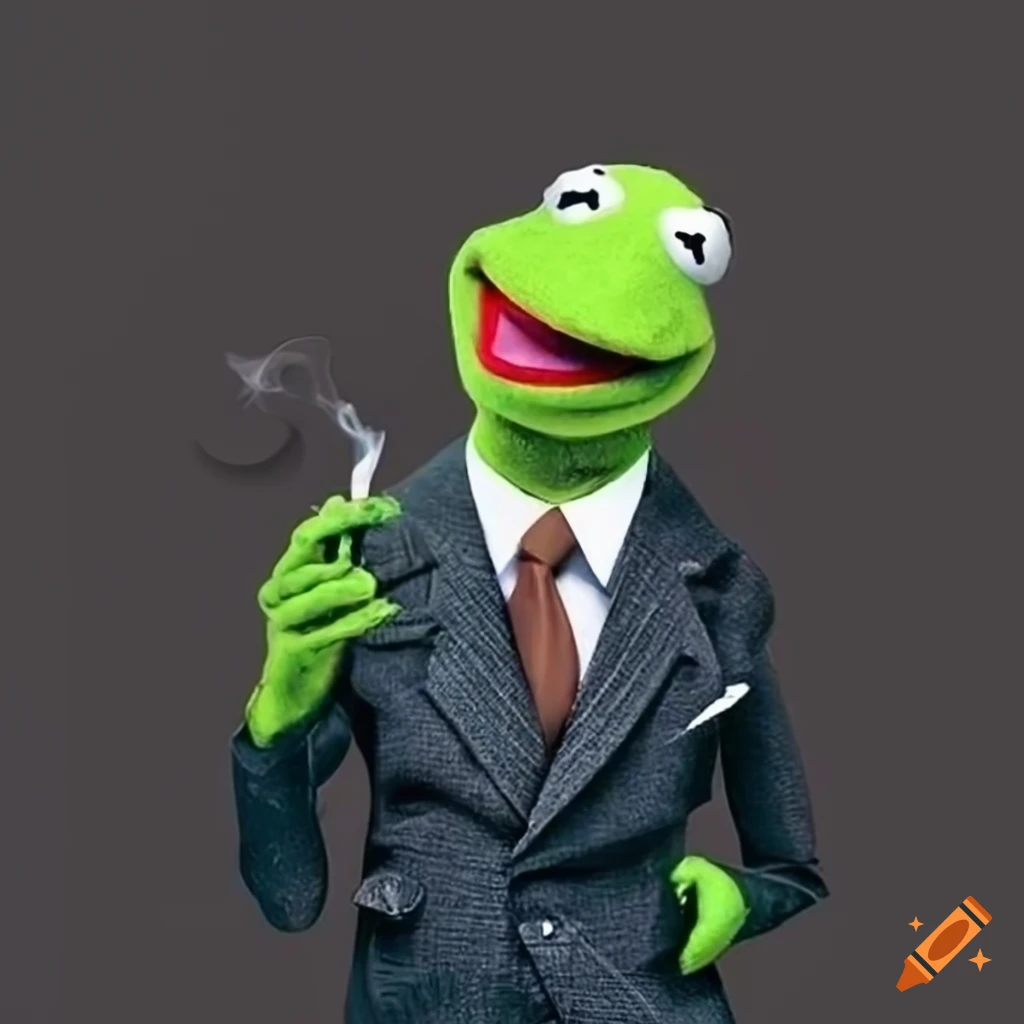 Kermit the frog smoking a hookah on Craiyon