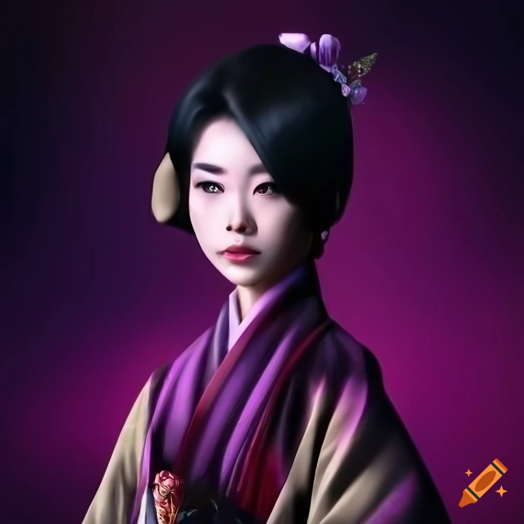 Digital art of a japanese noble woman in traditional outfit on Craiyon