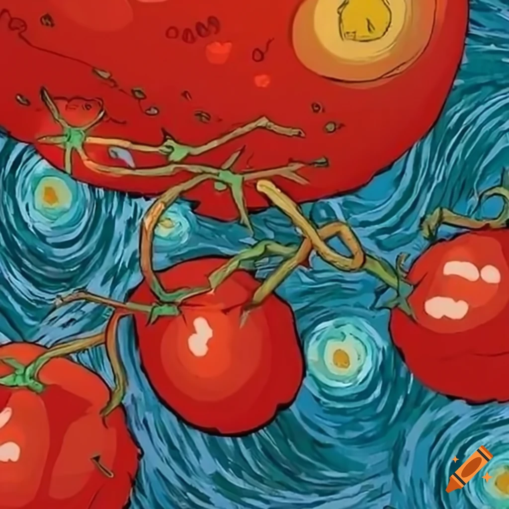 Van gogh painting of a tomato party in spain on Craiyon