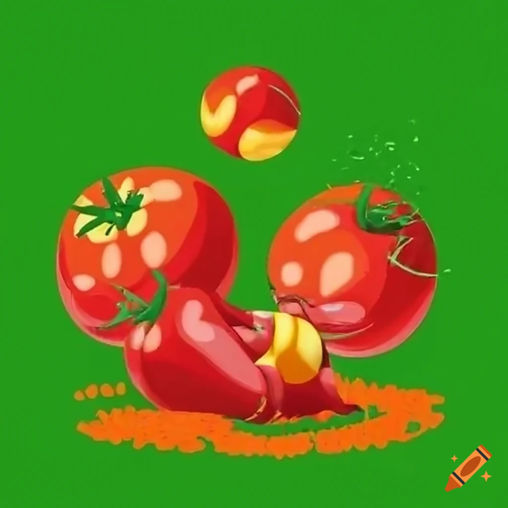 Summer festival with people throwing tomatoes