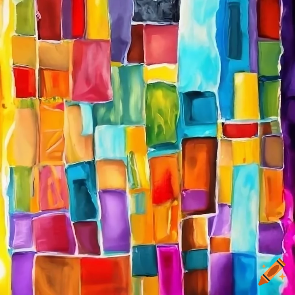 Colorful patchwork painting on Craiyon