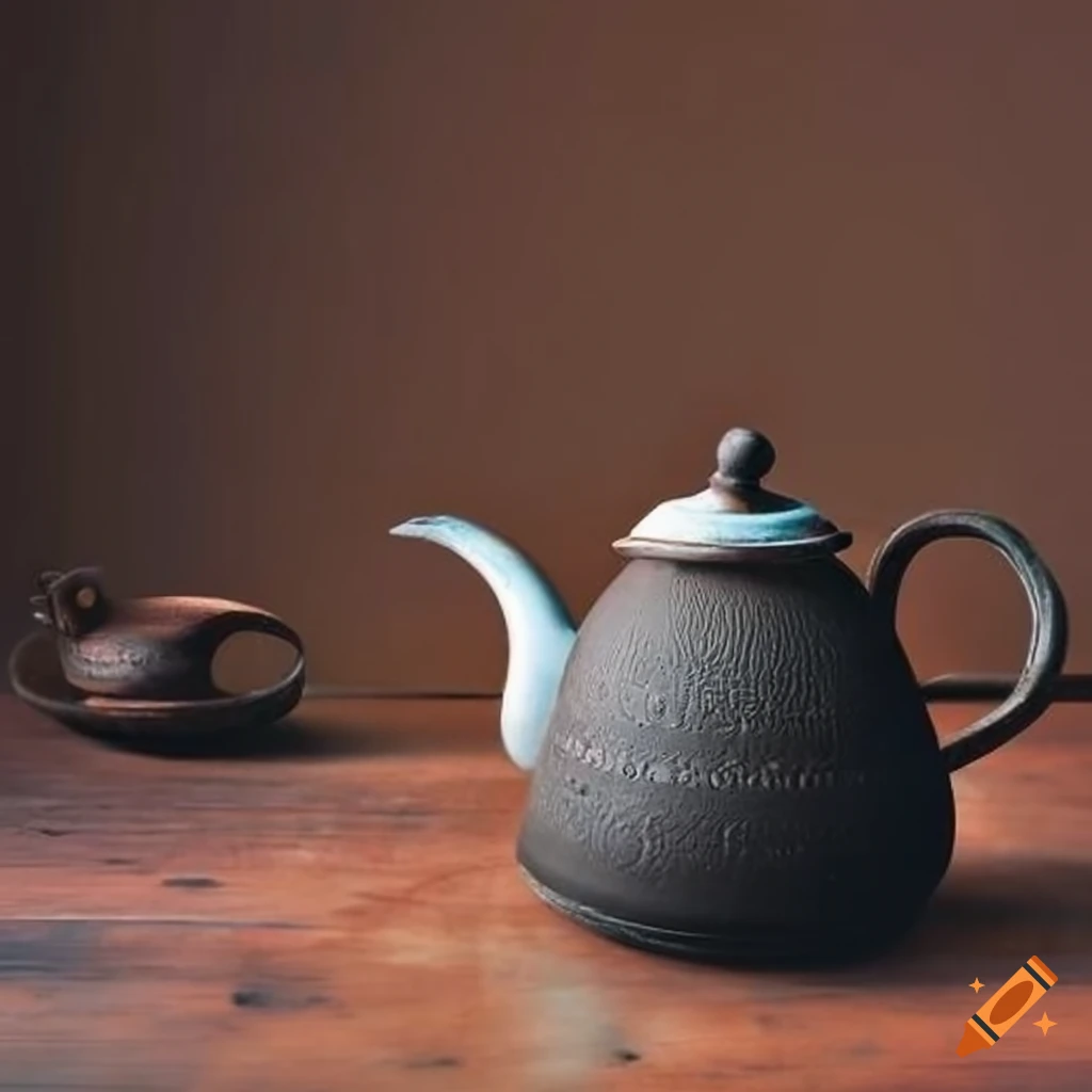 vintage cast iron tea pot and cup