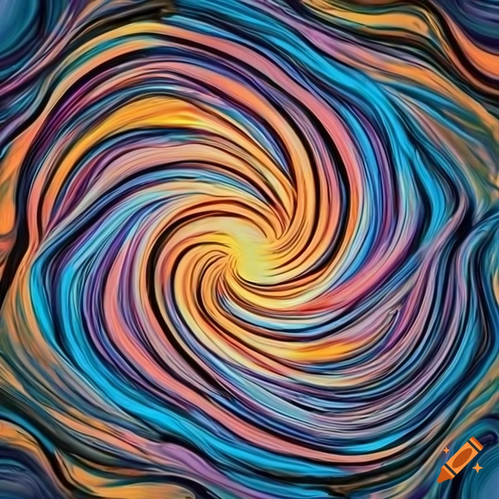 abstract orange and blue swirls on black background