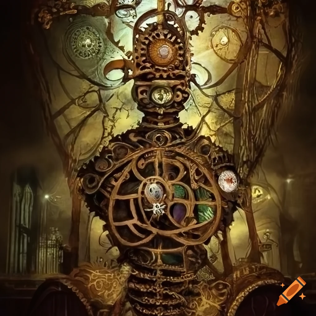 Beautiful Whimsical Art Nouveau Steampunk Clock · Creative Fabrica