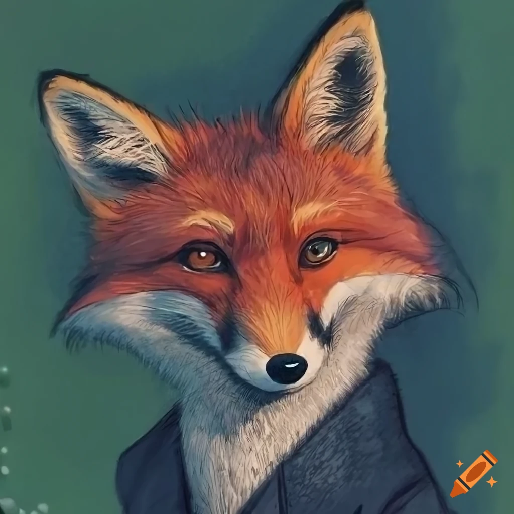 Noir-style artwork of a fox in a vineyard