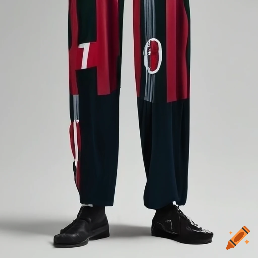HD photograph of Raf Simons soccer jersey and bell bottoms