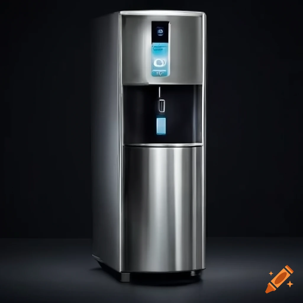 Stainless steel water dispenser with a touchscreen on Craiyon