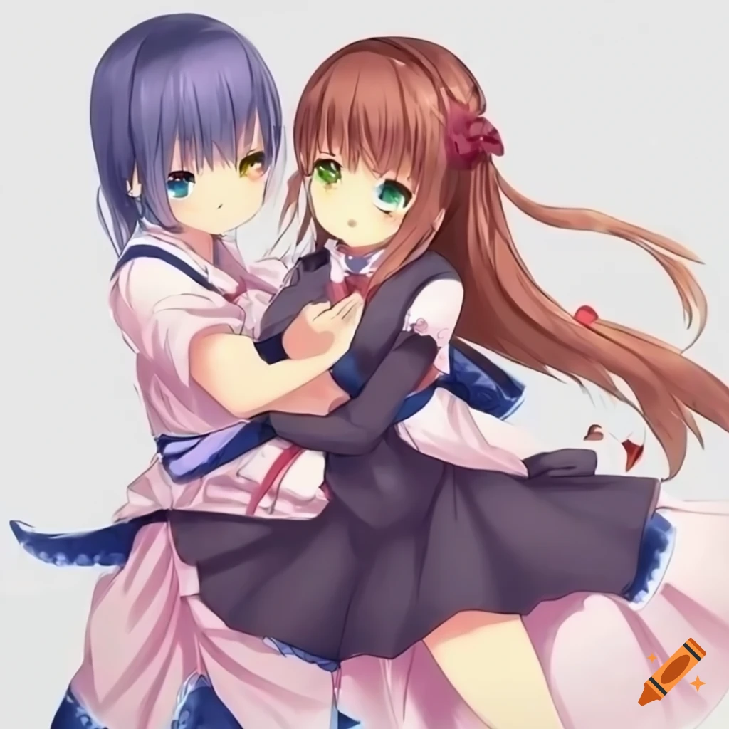 Cute visual novel character on white background on Craiyon