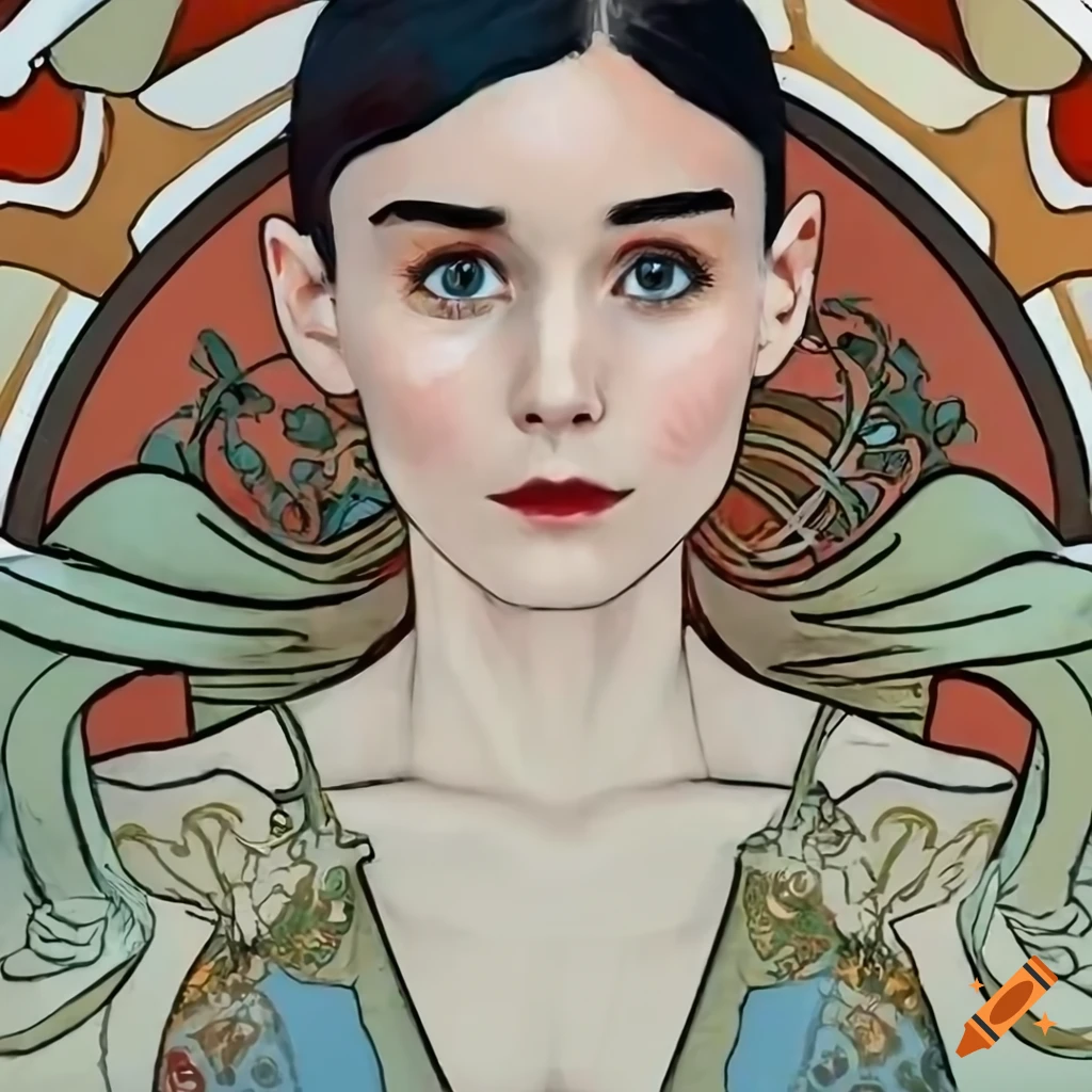 artistic illustration of Rooney Mara in a summer dress