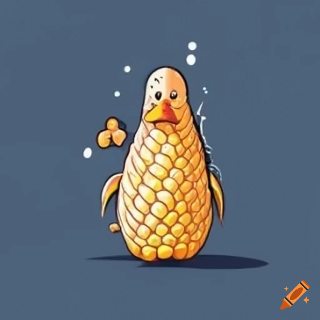 Image of a goose with corn cob