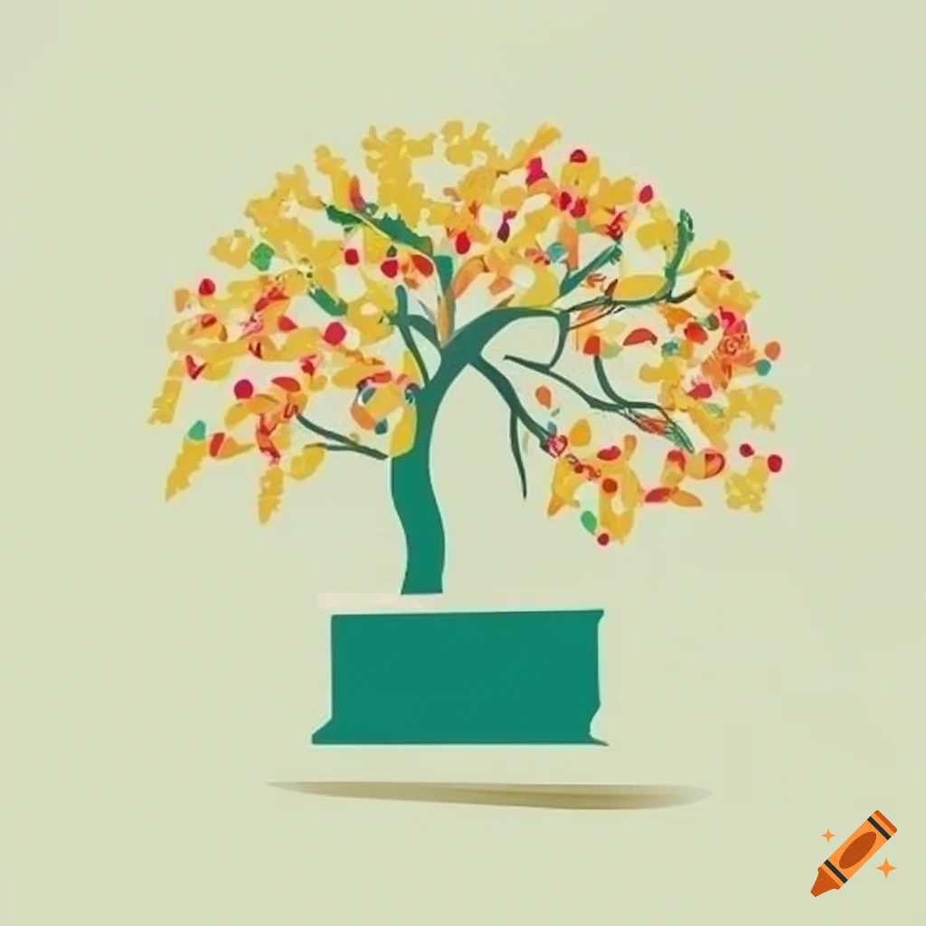 Minimalist logo with a book tree on Craiyon