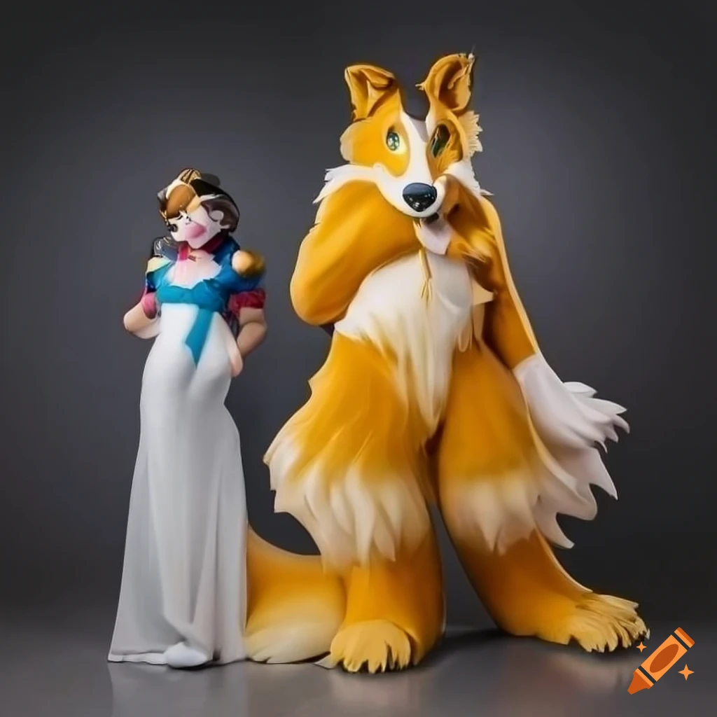 anthro rough collie furry art sculpture