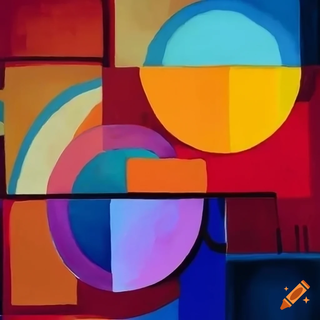 intelligent and colourful painting in Bauhaus style