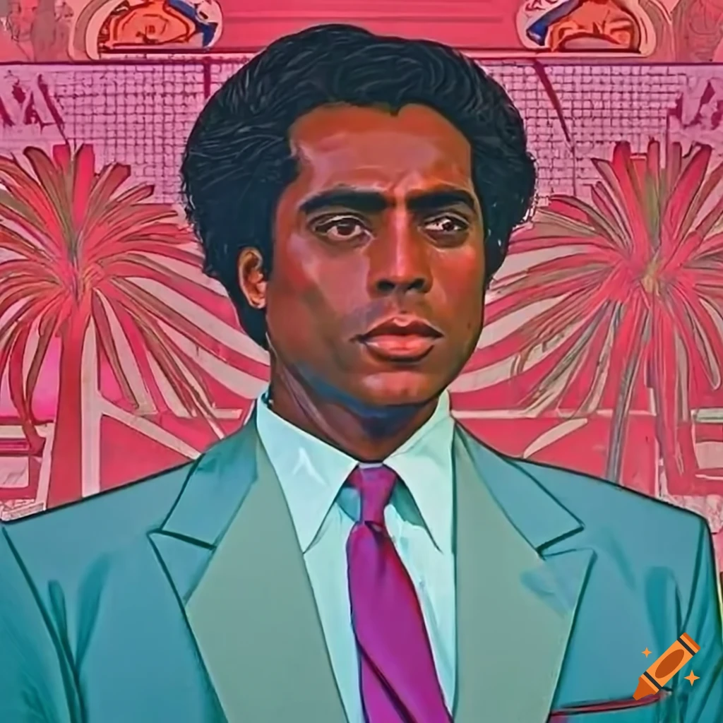 Art nouveau poster of rico tubbs from miami vice on Craiyon