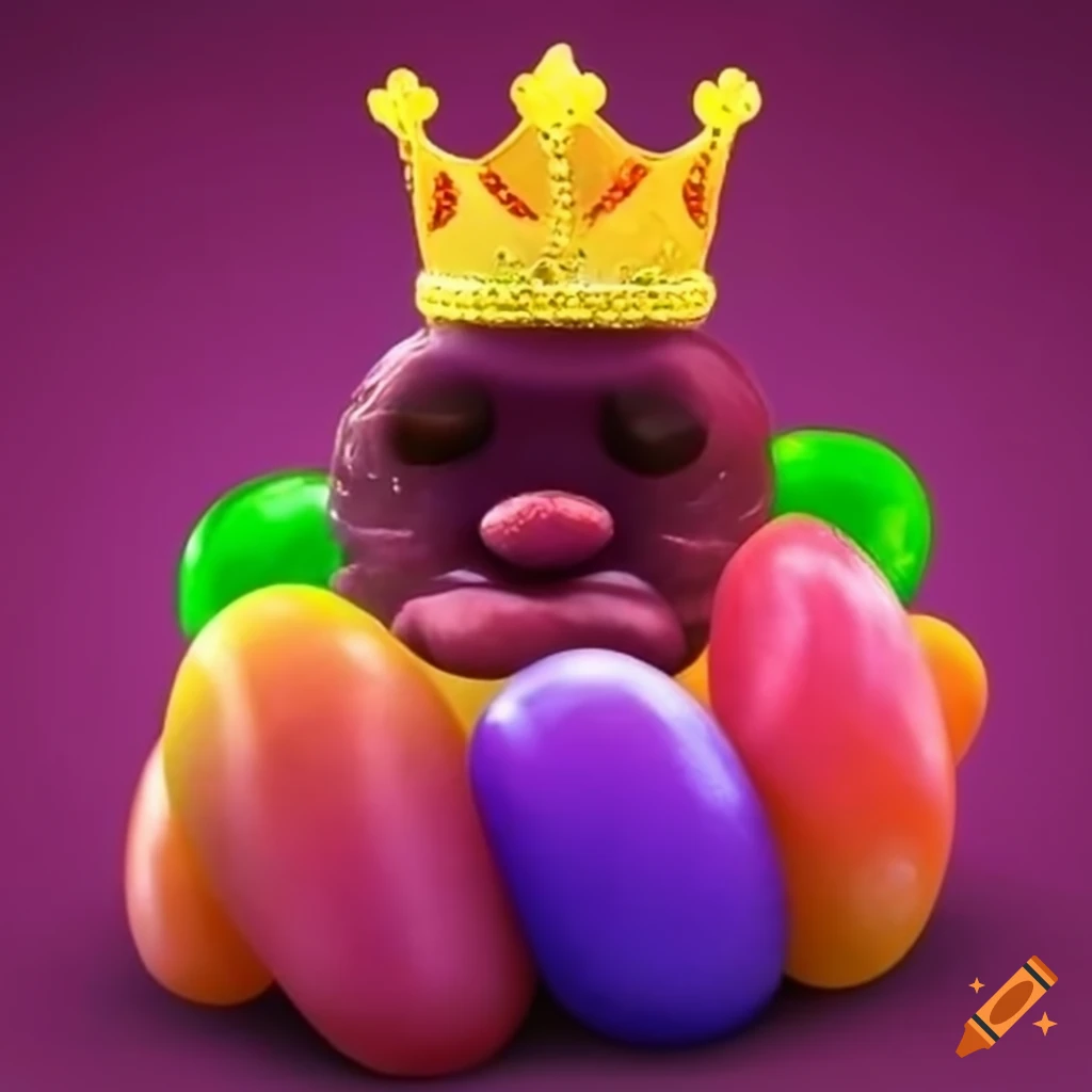 Jellybean king with a crown on Craiyon