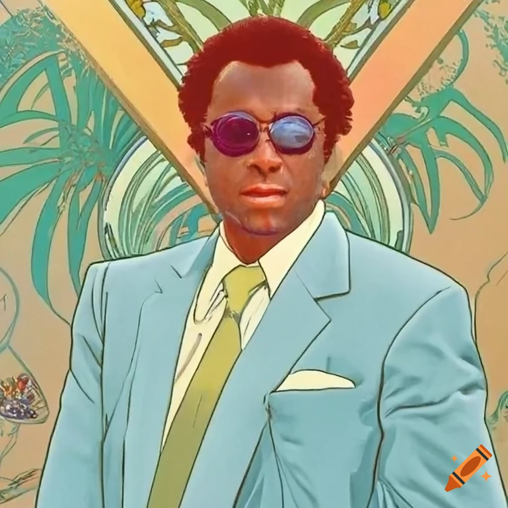 Art nouveau poster of rico tubbs from miami vice on craiyon