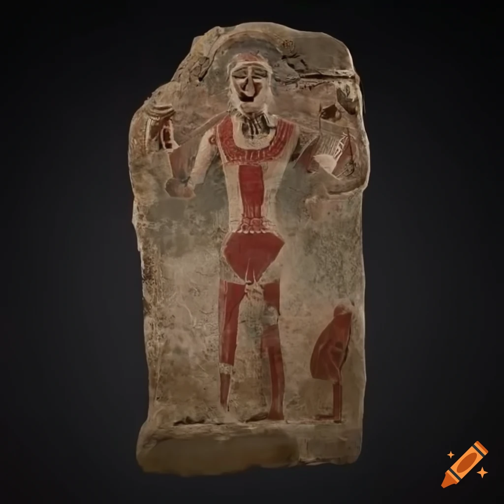 fresco painting of thunder god in Etruscan-Hittite style