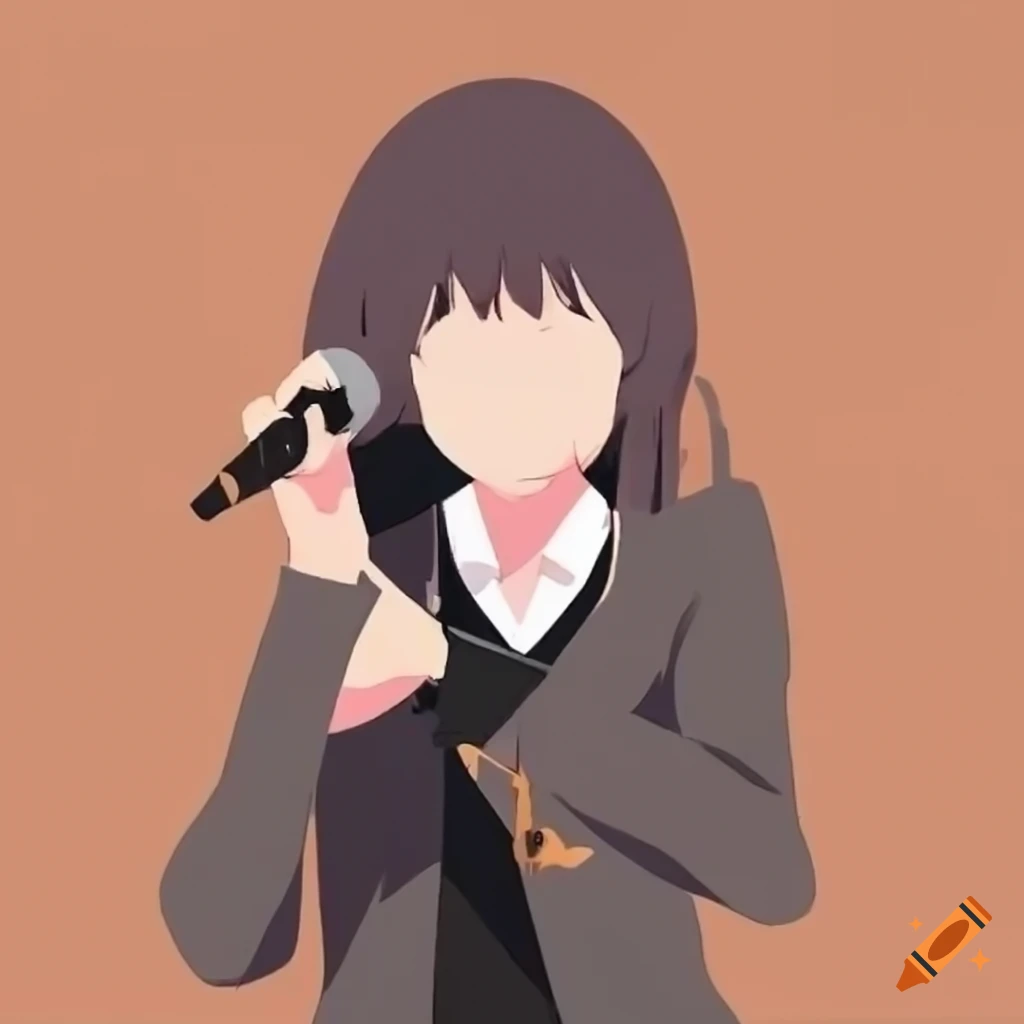 beautriful k-pop idol girl singing on stage anime