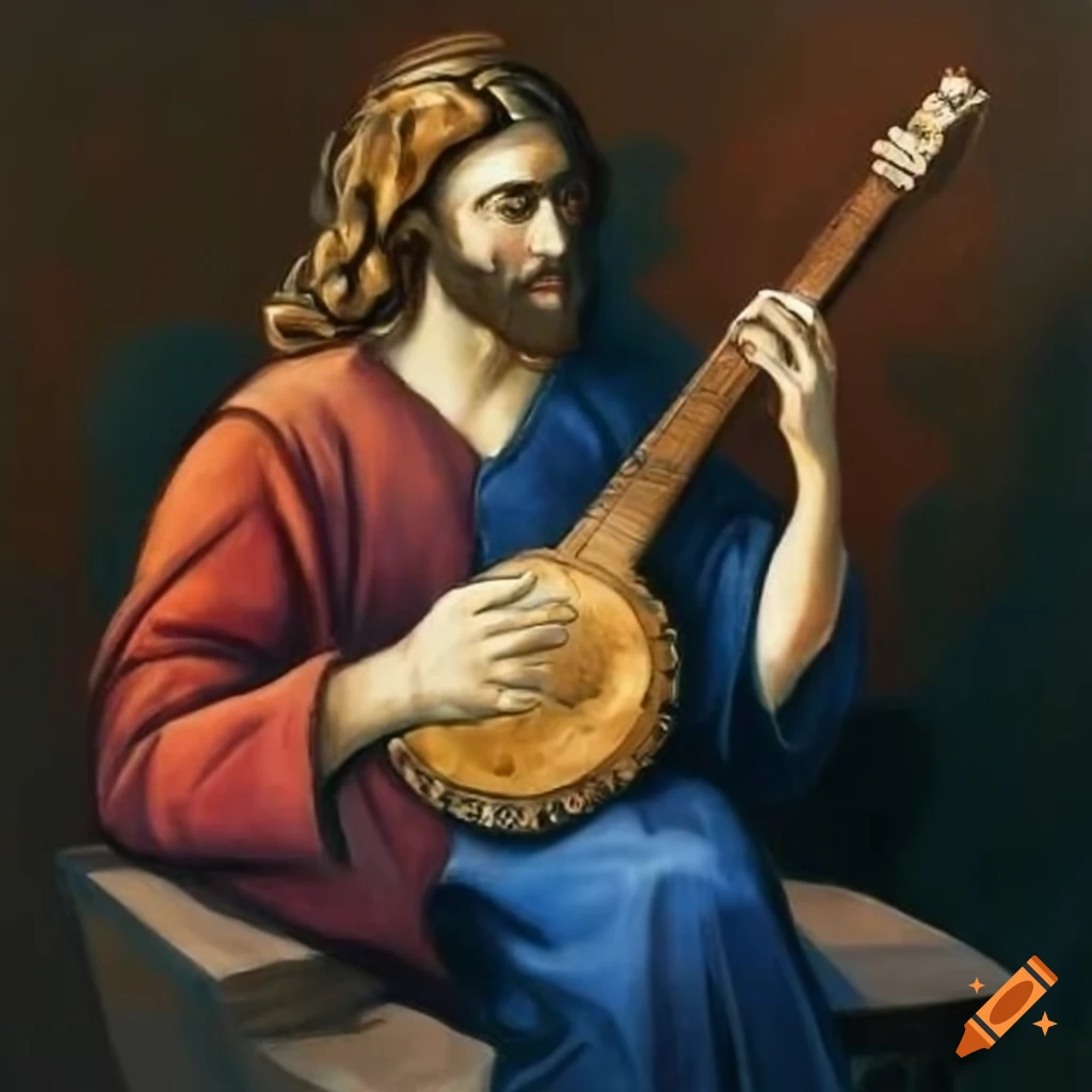 Picasso's painting of jesus christ playing banjo on Craiyon