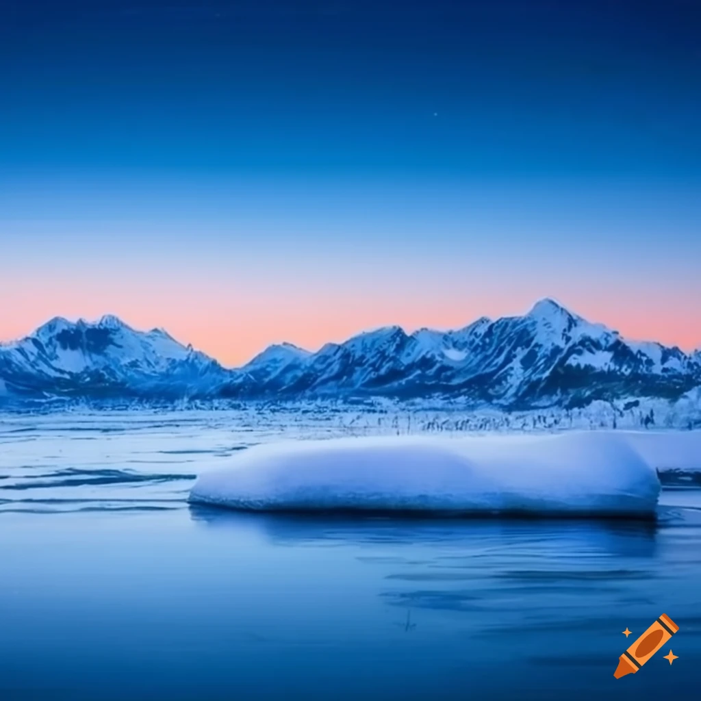 winter sea landscape with mountains