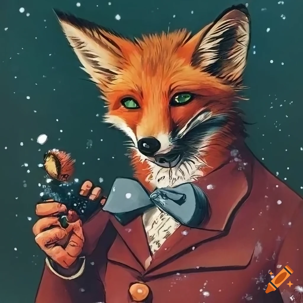 atypical fox in a vineyard from noir graphic novel