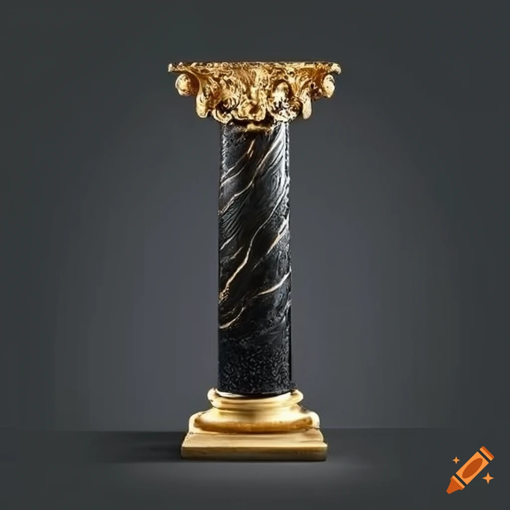 Black marble corinthian column with gold details on Craiyon