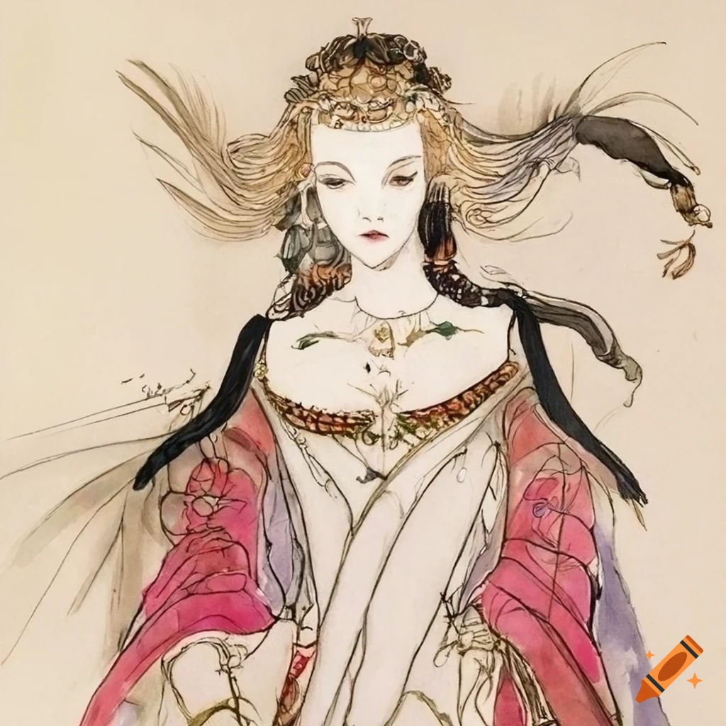 Elegant concept art of a beautiful noble lady on Craiyon