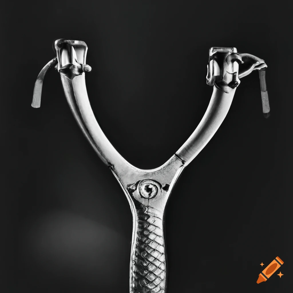 Black and white photo of a slingshot on Craiyon